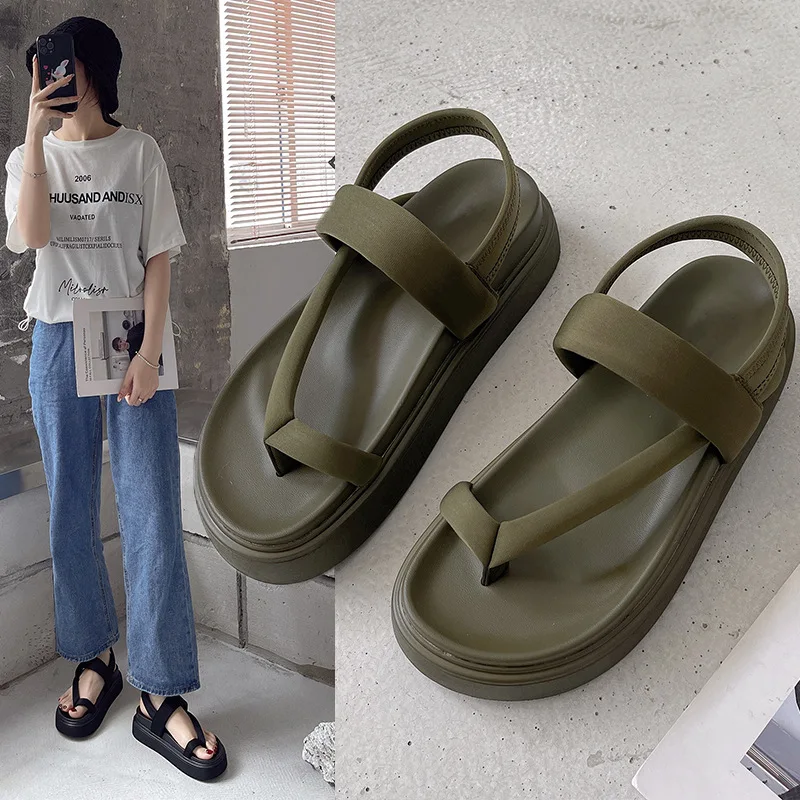 

Summer Women's sandals soft-soled comfortable beach slippers fashionable outerwear shoes muffin thick-soled beach Roman sandals