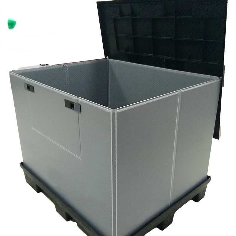 Reusable Fold Able Plastic Pallet Pp Pallet Turnover Box For Auto Parts Grid Material Box