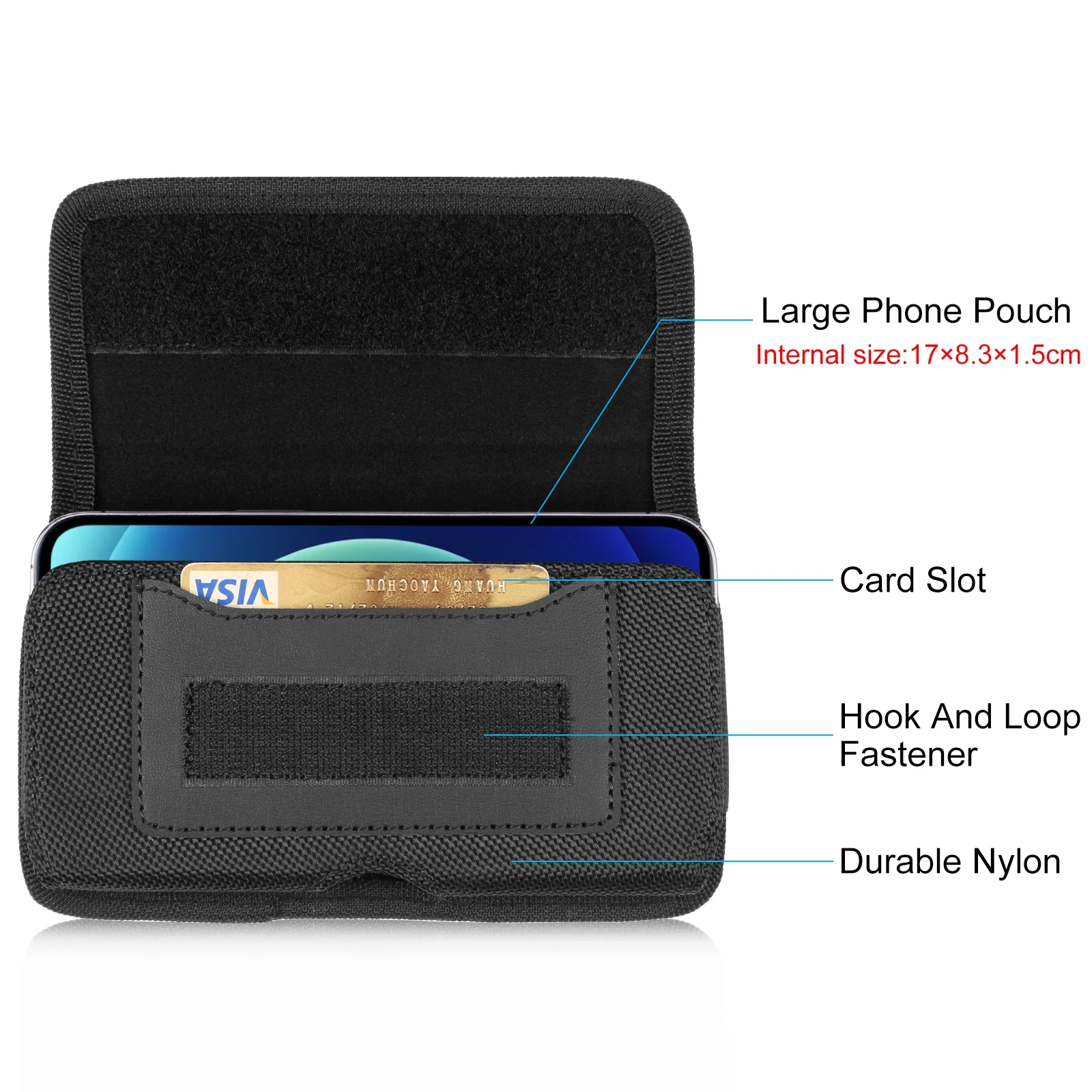 HAWEEL Mobile Phone Waist Bag 4.7-6.8 inch Phone Holster Case Cell Phone Belt Clip Pouch For iPhone 17 16 15 14 13 12 Samsung view 2