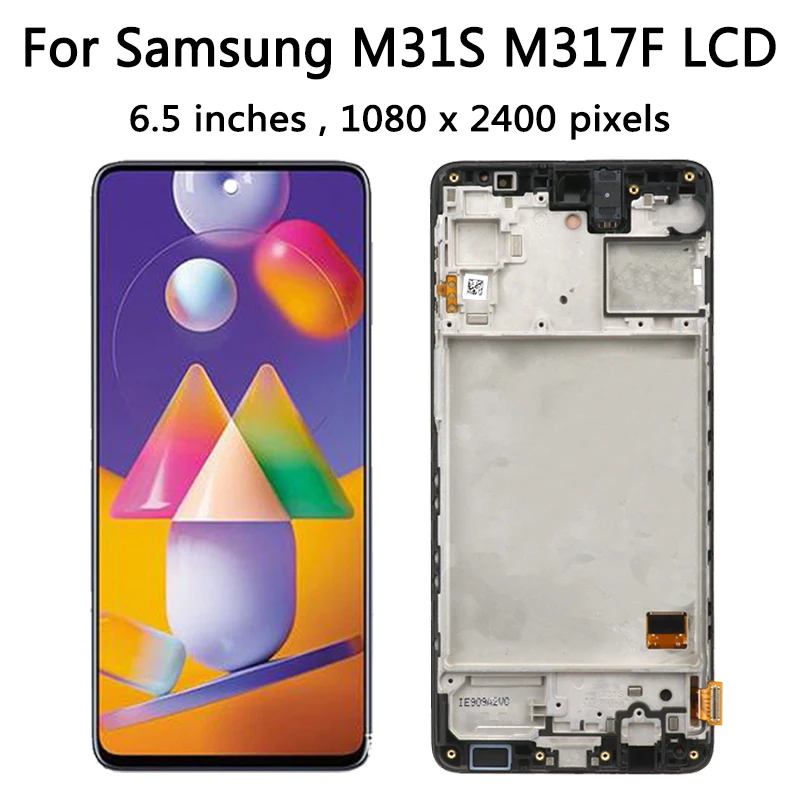 Super AMOLED M31S LCD For Samsung M31s SM-M317F M317F/DS Lcd Display Touch Screen Digitizer Assembly Panel With Frame