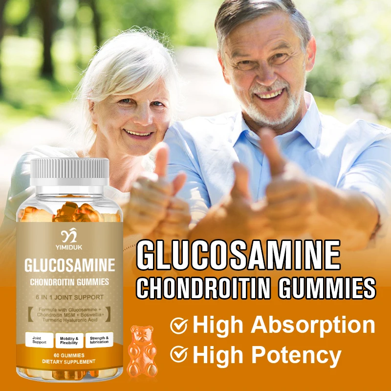 Glucosamine Chondroitin Gummies MSM Triple Strength Bones Joints Supplements, Joints Cartilage Health, Muscle & Nerve Pain Anti