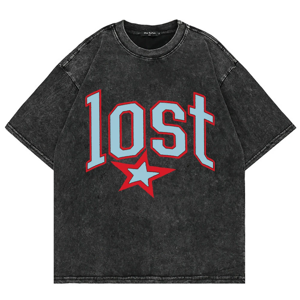 تي شيرت قطن 100% Mgk 2025 ألبوم جديد ملابس أمريكانا المفقودة موضة الرجال/النساء تي شيرت عتيق قطع علوية معدنية كبيرة الحجم #1