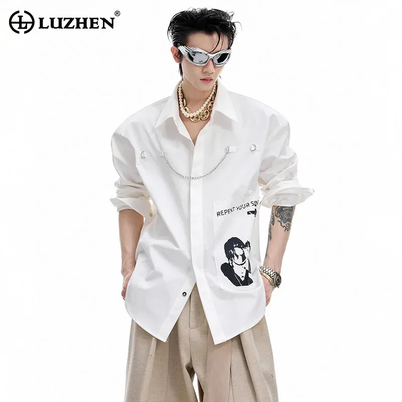 

LUZHEN 2025 New Handsome Fashion Loose Long Sleeve Shirts Men's Original Pattern Printed High Quality Stylish Male Tops JY3229