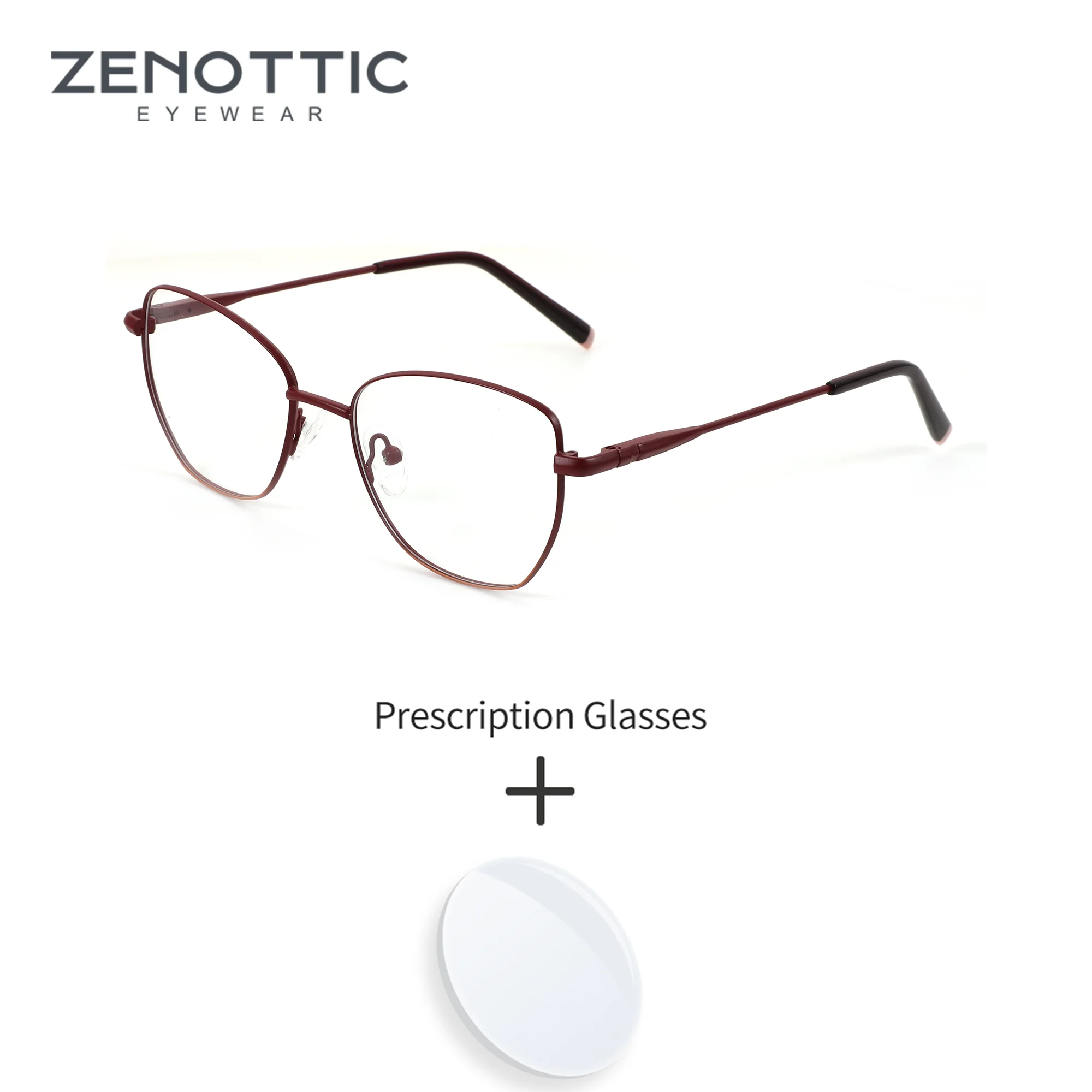 

ZENOTTIC Metal Prescription Glasses Women Polygon Frame Custom Progressive Lenses For Myopia Correction Photochromic Optical
