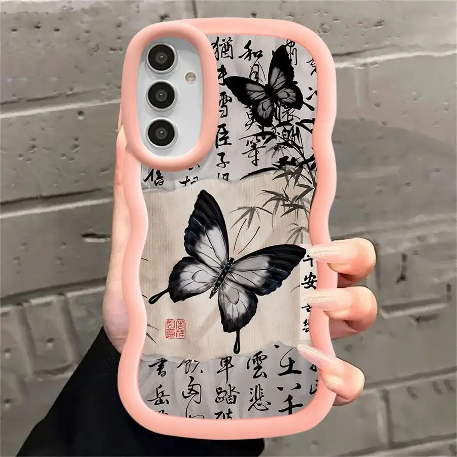 حافظة لهاتف سامسونج جالاكسي A15 A26 A34 A36 A33 A35 A16 A13 A14 A11 A12 A21s غطاء هاتف ناعم فراشة جميلة