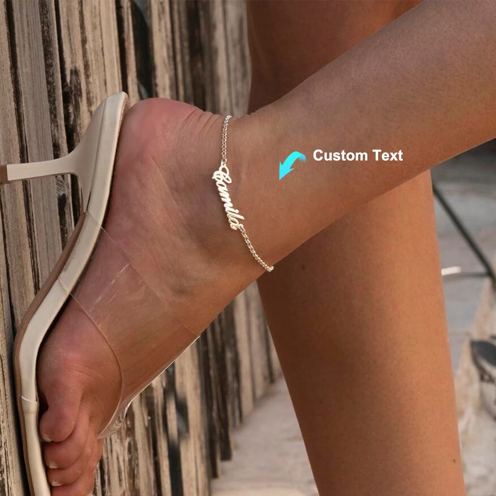 Custom Name Anklets for Women Stainless Steel Summer Beach Personalized Name Leg Chain Ankle Bracelet Fashion Waterproof Jewelry