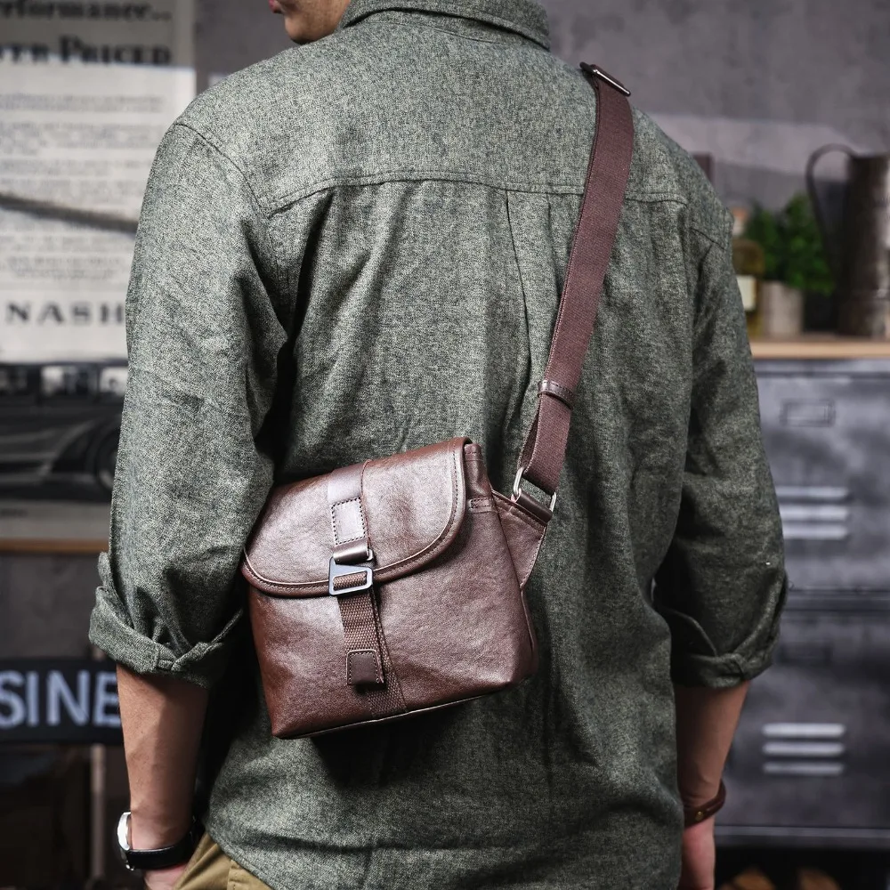 

Leather Men's Small Square Bag Handmade First Layer Cowhide Versatile Premium Fashion Classic Simple Bag Premium Versatile