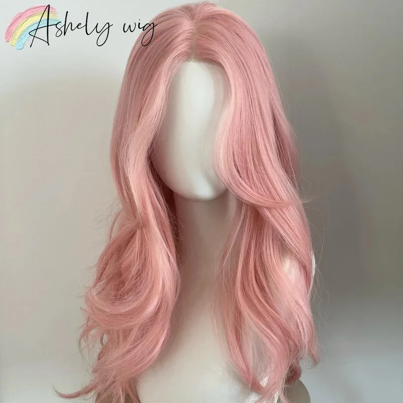 Ashely الوردي الباروكة الدانتيل الجبهة 18 بوصة 13*4 جودة عالية الاصطناعية الدانتيل الباروكات الطبيعية المظهر ألياف مقاومة للحرارة النساء الباروكات