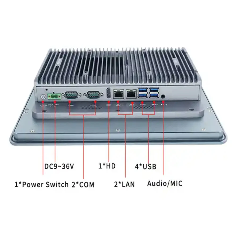 12.1 Cal Panel przemysłowy PC I7 10810U I5 10310U I3 10110U J6412 TPM2.0 Dual Lan 2 x COM HD wielodotykowy pojemnościowy ekran dotykowy