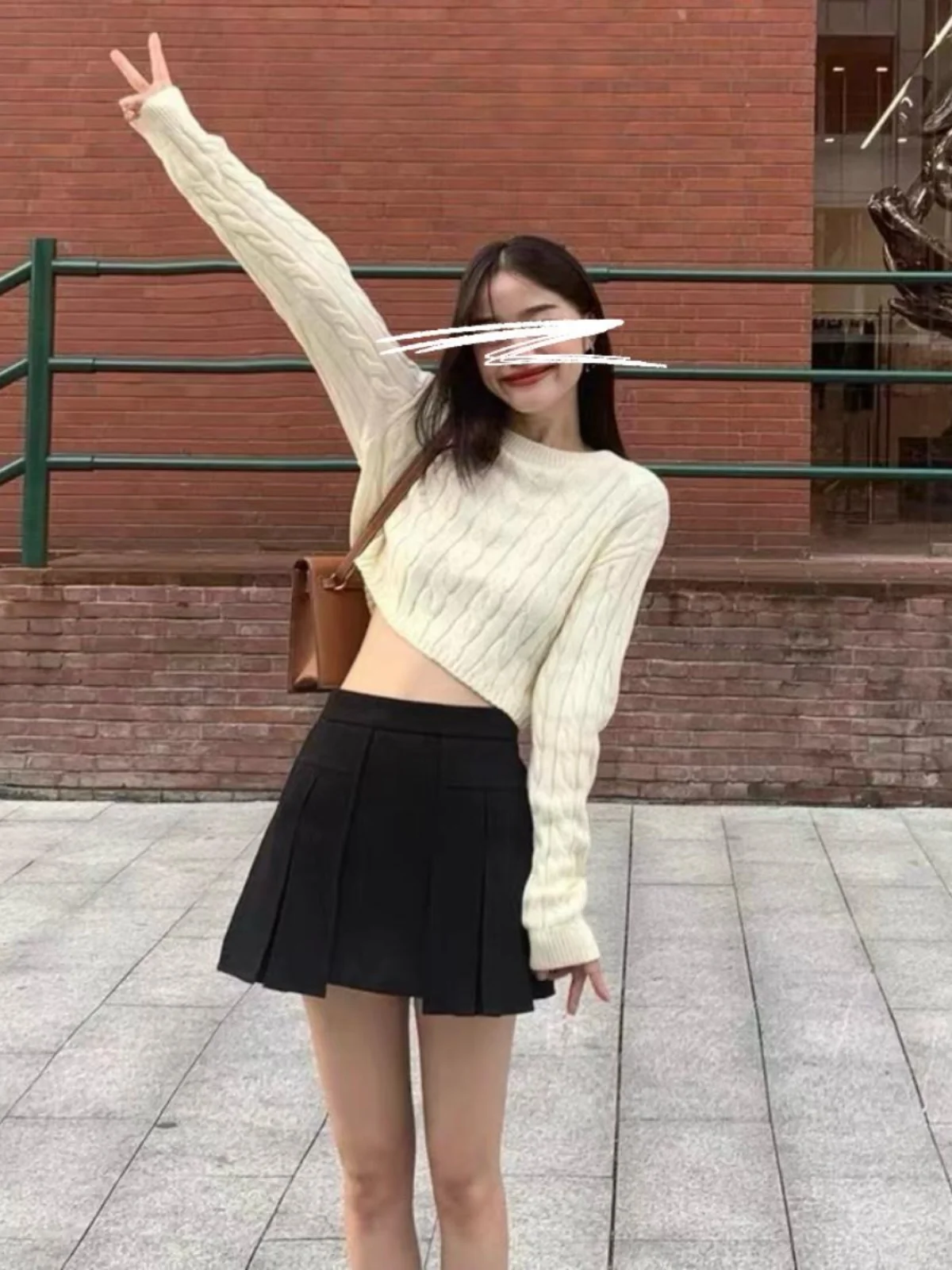 Suéter Curto de Tricô Chic para Mulheres, Outono Inverno 2024, Novo Design, Estilo Solto e Confortável, Crimento Alongado