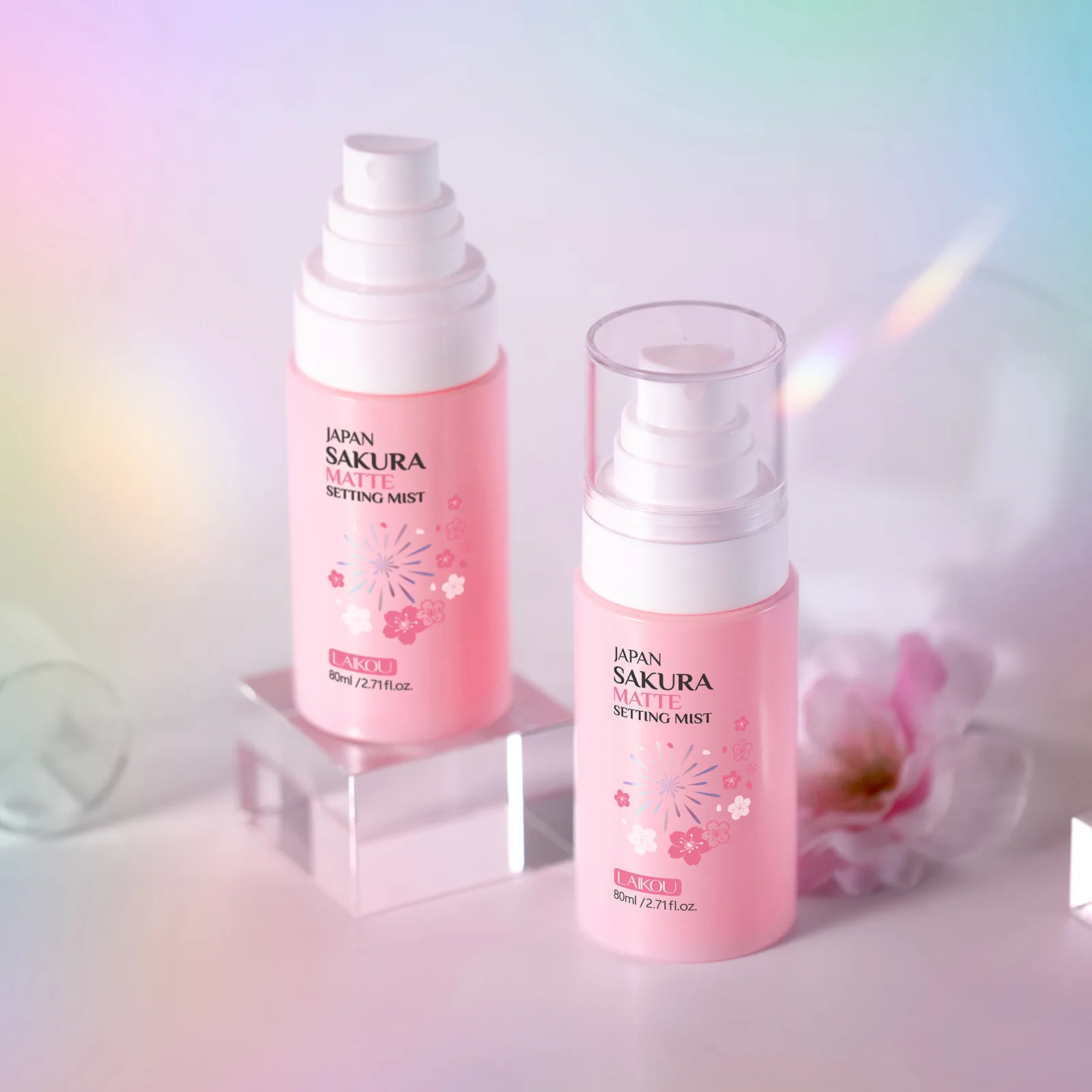 LAIKOU Sakura Matte Setting Spray, Long Lasting Makeup Finishing Mist for Face, Oil Control Hydrating Fixer Spray 80ml