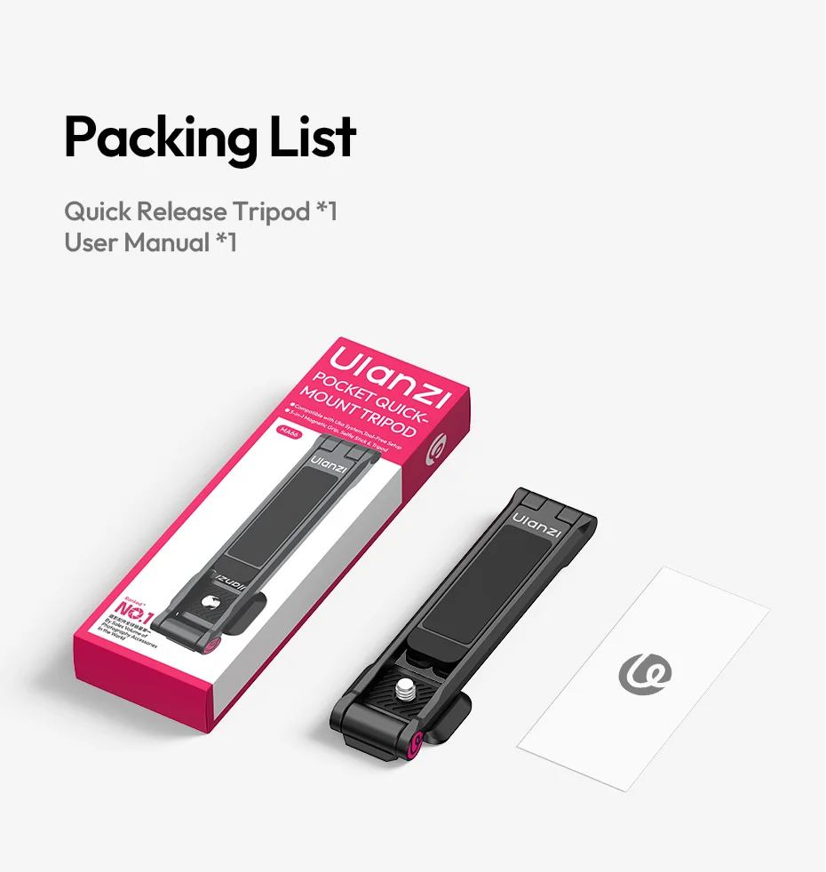  Ulanzi MA66 Magnetisches Schnellwechsel-Stativ für DJI Pocket 4/4p/3, faltbarer Selfie-Stick-Griff-Stativ mit verstecktem Haken für Reisen