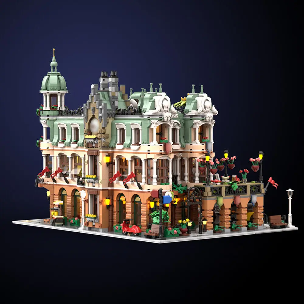 Garden Palace Restaurant with Interior Modular Building 4552 Pieces MOC Build