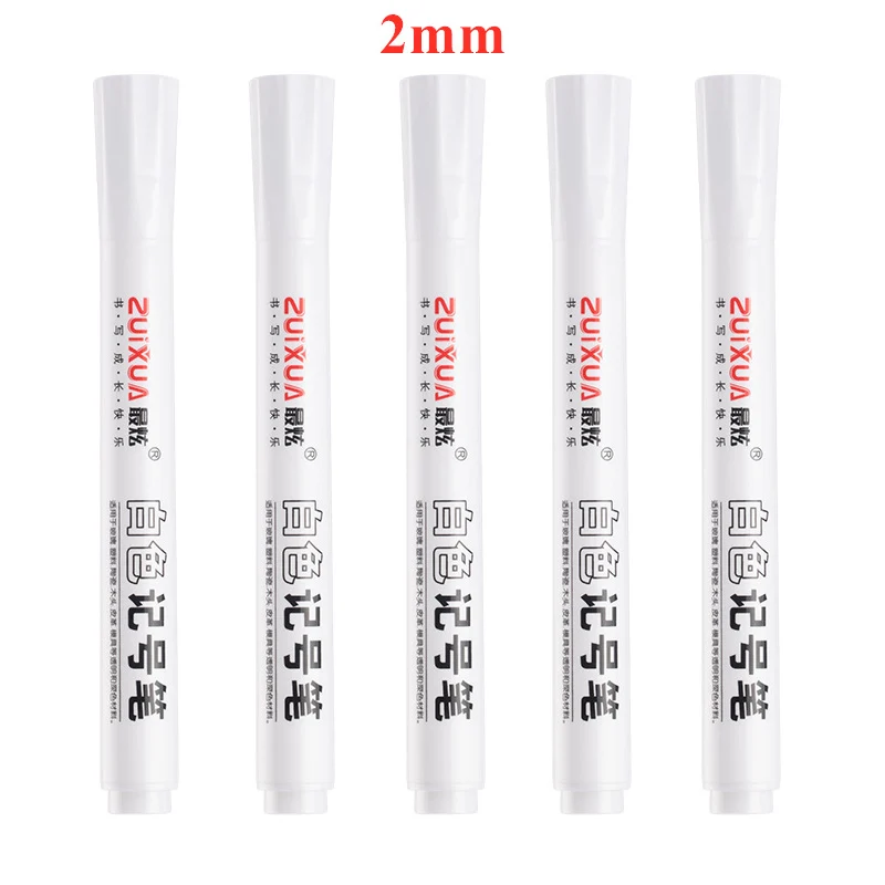 1/3/5 Stück weiße Markierungsstifte, 1,0 mm, 2,0 mm, schnell trocknend, permanent, ölig, wasserfest, Farbe, Reifenmarkierungen, Graffiti-Stifte