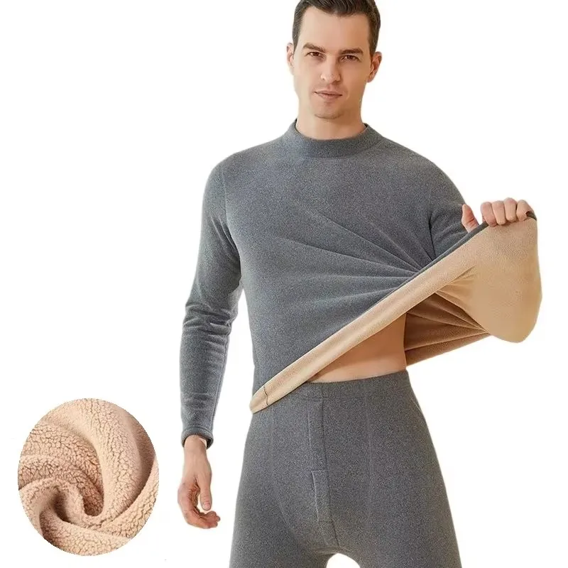 Nowa zimowa bielizna termiczna męska Mock-neck pierwsza warstwa 2 sztuki pod majtki i podkoszulki utrzymuj ciepłą odzież elastyczna L-4XL