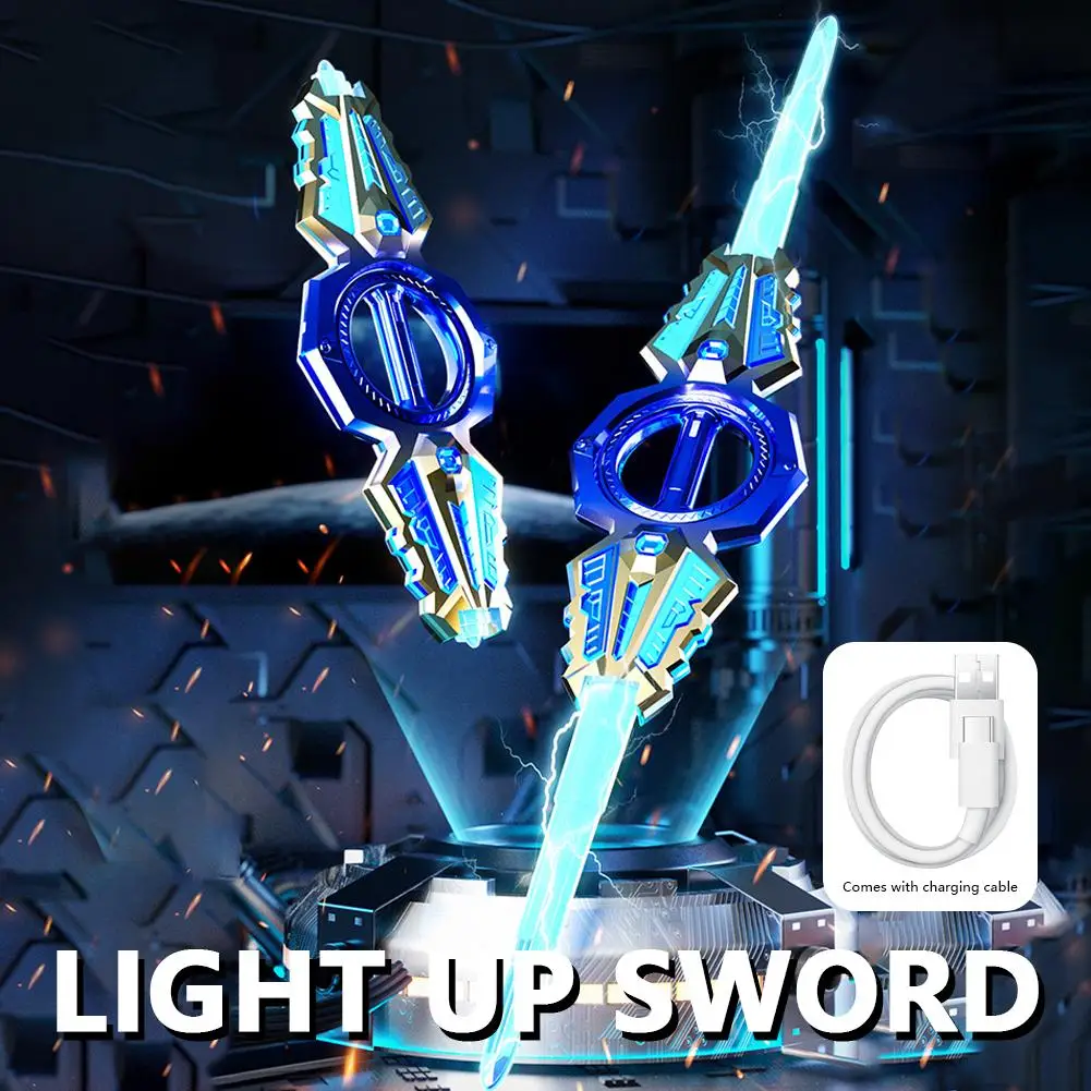 تضيء السيف ذو الحواف المزدوجة الدورية القابلة للسحب لعبة السيف الرائعة للغاية شحن USB هدية عيد ميلاد