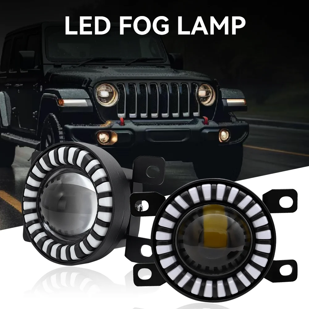 

White Amber DRL LED Fog Lights 3 inch Lens Projector LED Headlight Driving Running Signal Lamp Lens Foglamp Hi/Lo Beam Spotlight