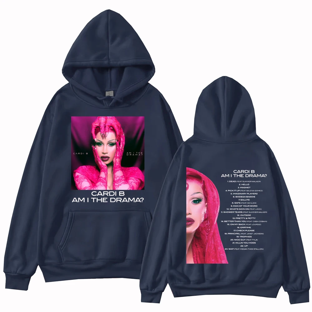 ألبوم Cardi B Am I the Drama هوديي رجل امرأة Harajuku الهيب هوب البلوز القمم البلوز هدية