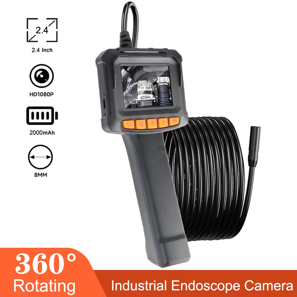 HD1080P Handheld for Car Pipe Sewer Borescope Inspection Camera 2.4 Inch IPS Screen Industrial Endoscope Camera IP67 Waterproof