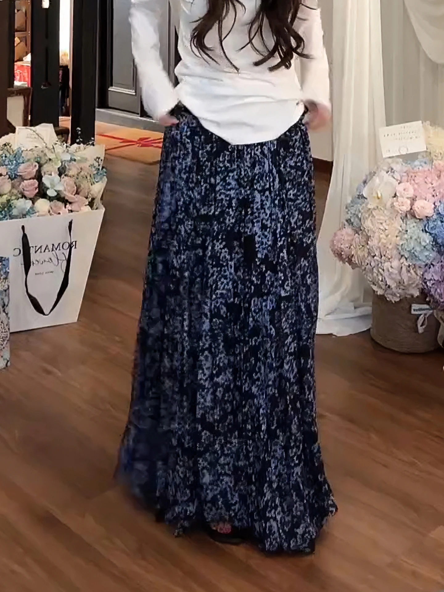 

Длинная женская юбка миди с цветочным принтом в стиле ретро, дышащая, свободного кроя, А-силуэт, с завышенной талией, из полиэфирного волокна