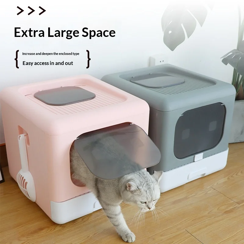 Caja de arena plegable para gatos cerrada con control de olores - imagen 4