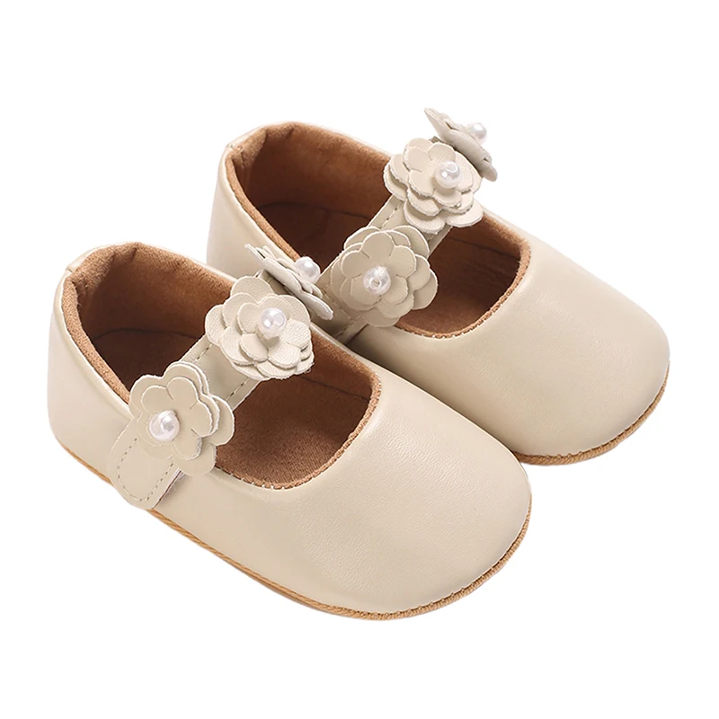 Baby Girls Princess Shoes Soft PU Leather Flower Non-slip Bottom First Walker Shoes Toddler Shoes