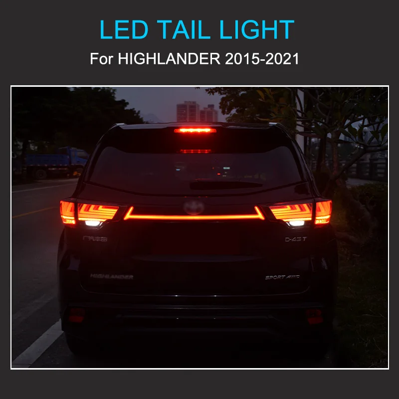 Światło tylne LED montaż dla Toyota Highlander 2015-2017 Taillight Plug and Play Running dynamiczne włączanie światła tylne hamulca