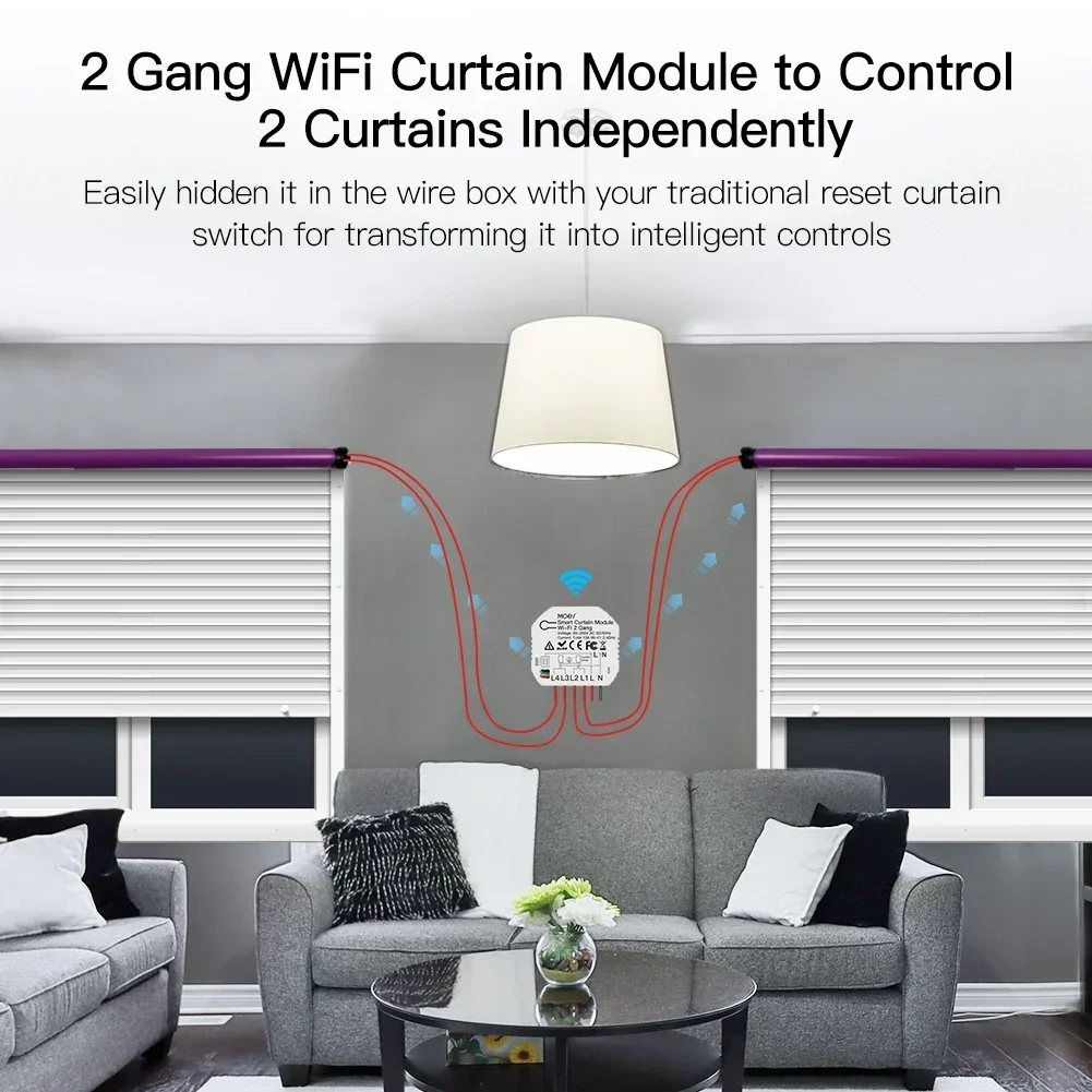 Tuya Akıllı WiFi 2 Gang Çift Perde Kör Anahtar Modülü Panjur Elektrik Motoru Google Home Alexa ile Akıllı Yaşam Uygulaması