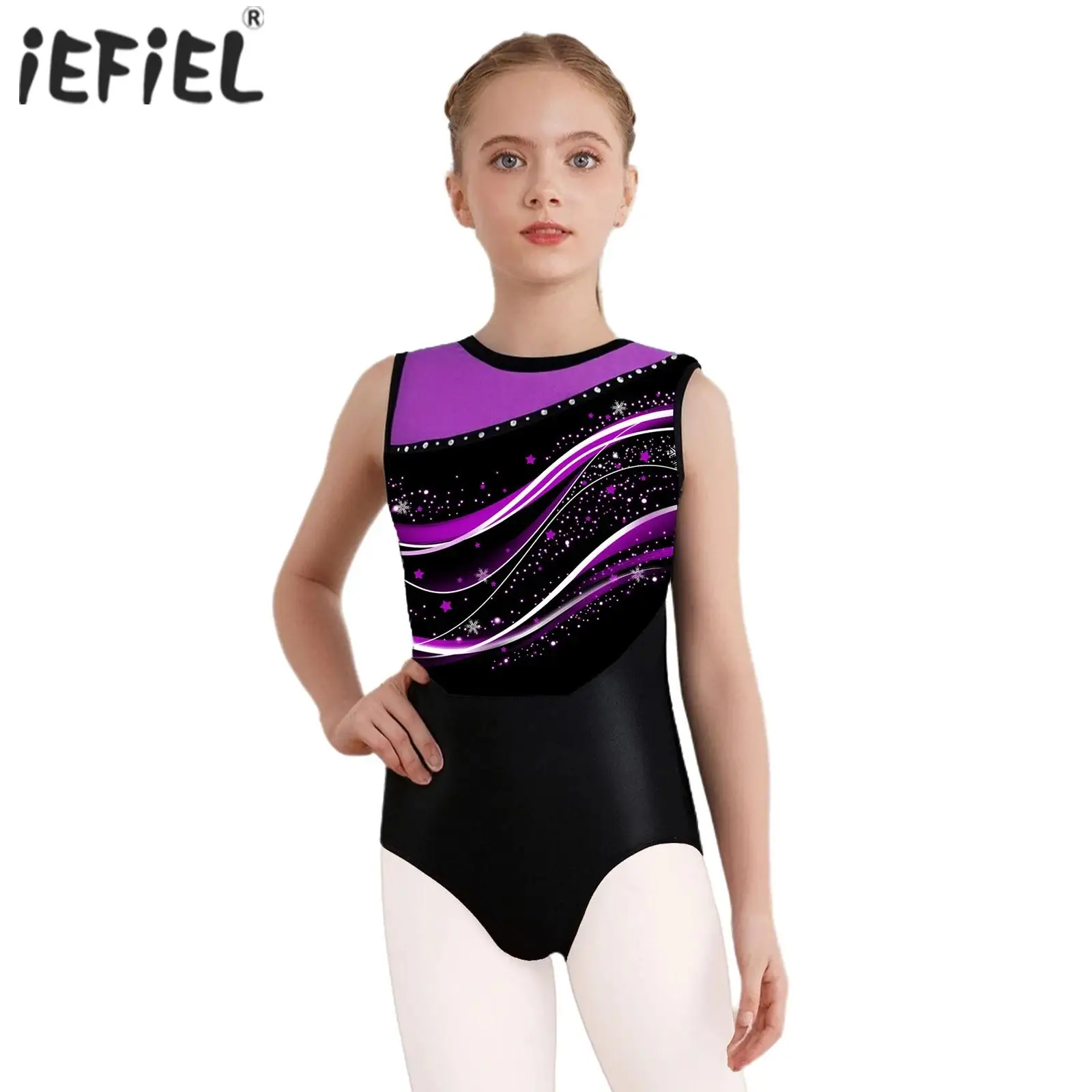 أطفال بنات الراين الجمباز الباليه جيرسي ملابس رقص الجمباز تانك ارتداءها الشكل الفني التزلج الرقص أداء زي