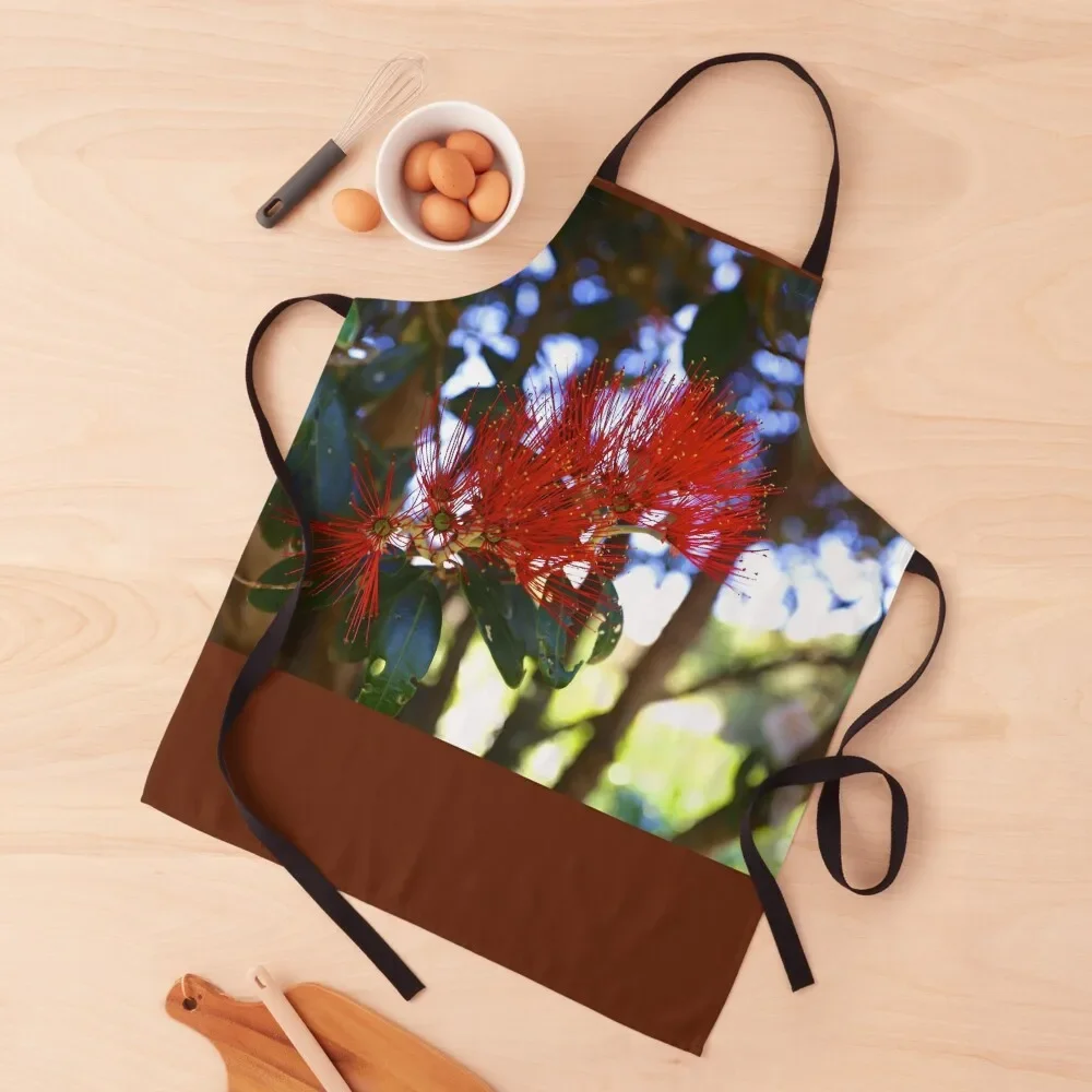 

Pōhutukawa - New Zealand Christmas Tree Apron kitchen utensil For Man Apron