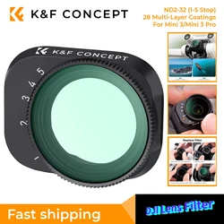 K&F Concept Variable ND2-ND32 HD Filter for DJI Drone Mini 3 Pro with 28 Multi-Coated Anti-reflection Green Film Waterproof