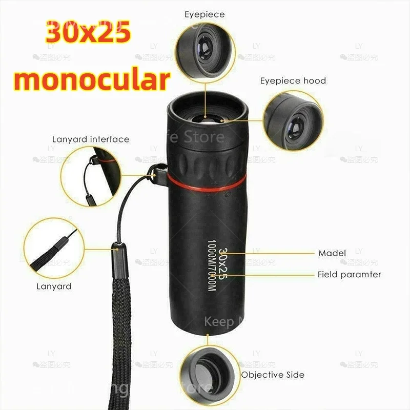 CAOX Leistungsstarkes Mini 10X25 12X30 Monokular-Teleskop HD Tragbare BAK4 FMC Optik Kompaktes Taschenfernglas für Tourismus und Outdoor – Detail 5