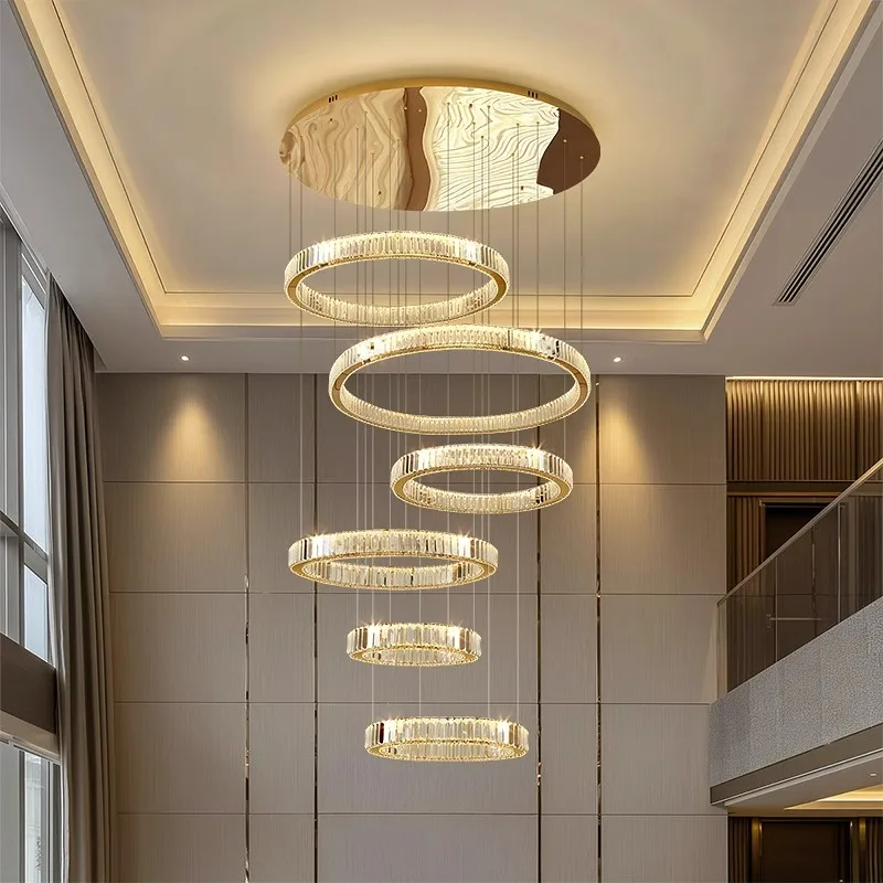 Modern Home Decoration Crystal Chandelier Stair Pendant Lamp Living Room Pendant Lights Interior Lighting
