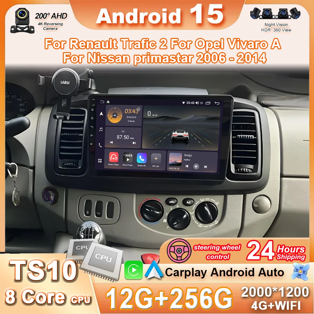 

Автомобильное радио для Renault Trafic 2 для Opel Vivaro A для Nissan primastar 2006-2014 навигация GPS Carplay Android Auto 4G + Wi-Fi BT