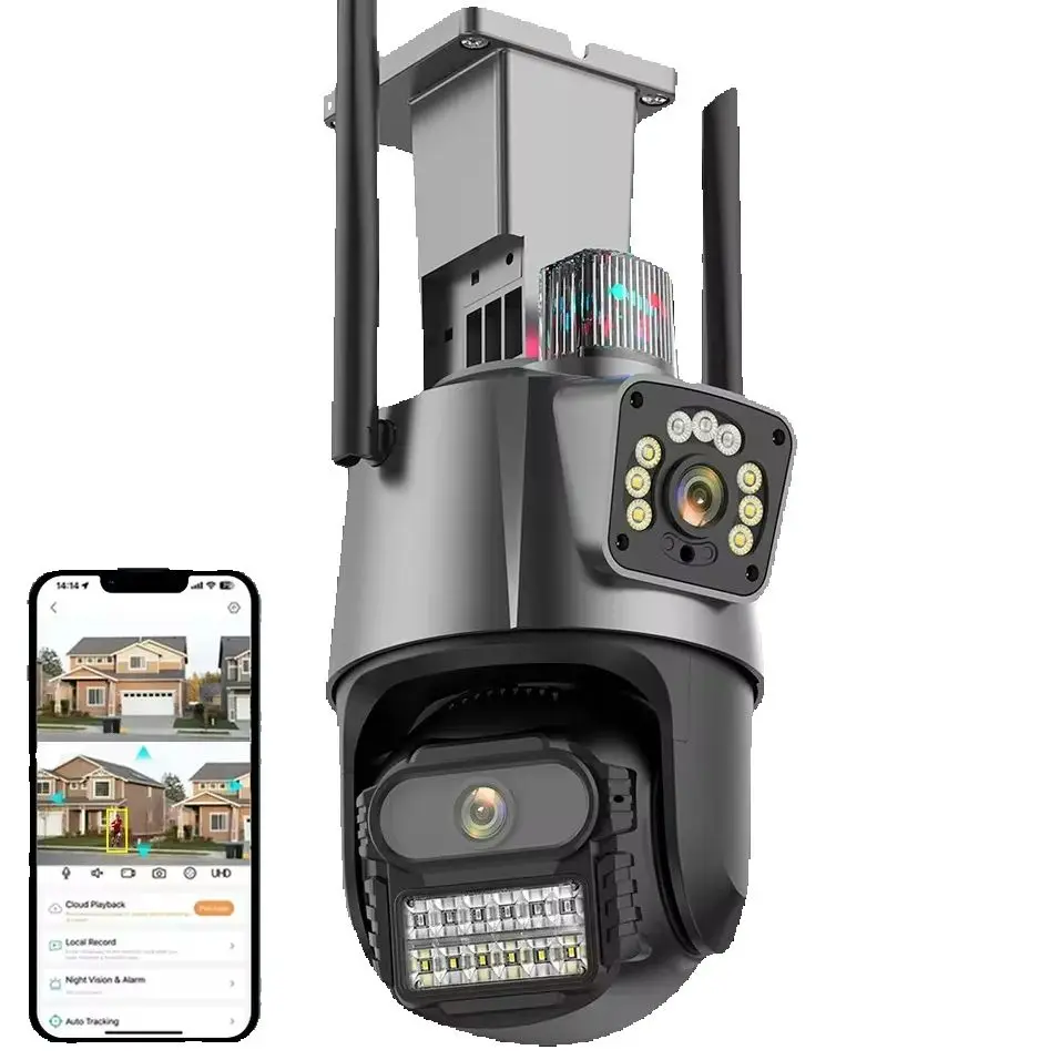 Outdoor Wireless 6K 8MP WiFi Security Camera ICSee Smart Three Lens 8X Zoom PTZ Video Surveillance IP Camera CCTV Auto Tracking