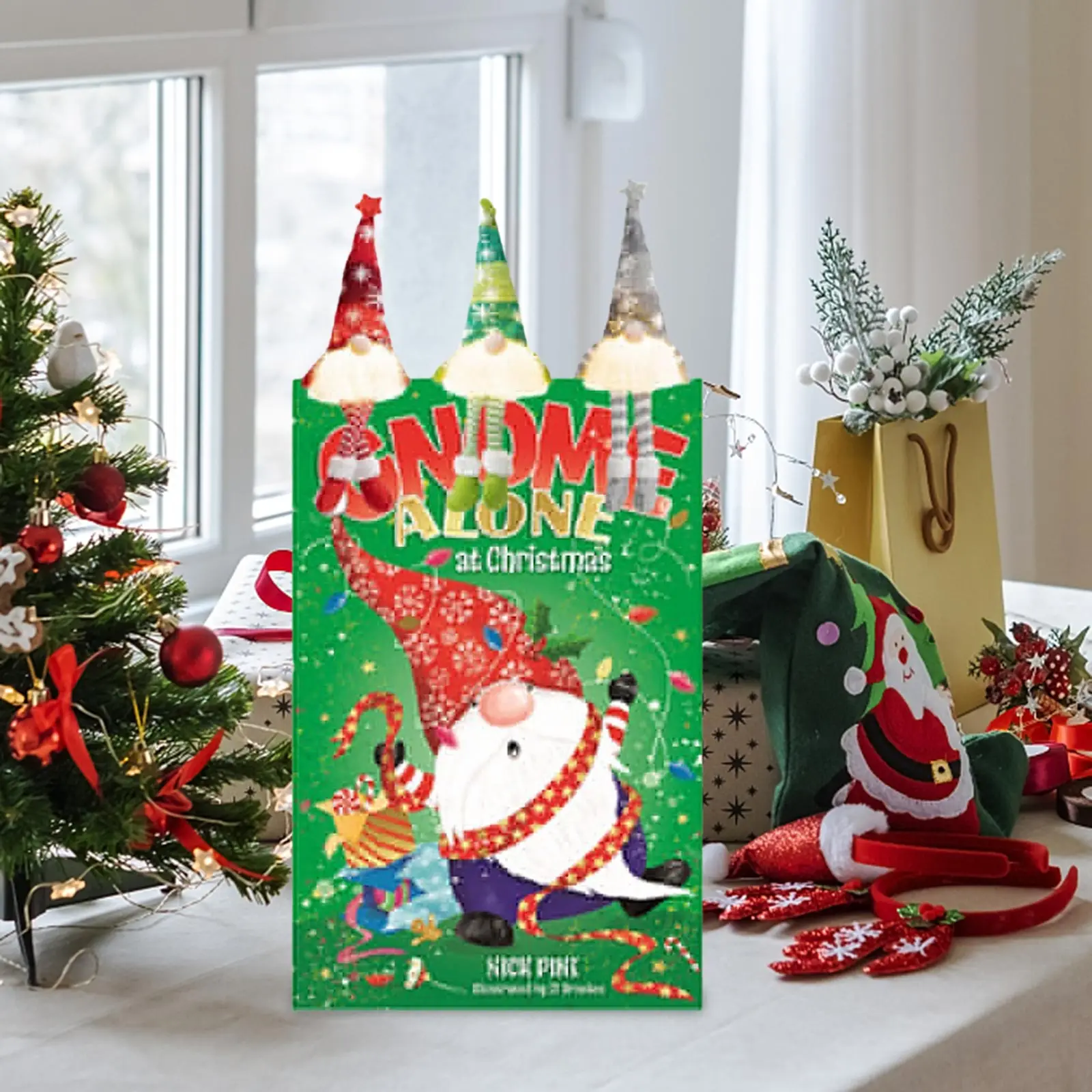 Timer do ćwiczeń na nadgarstek Świąteczny Gnom Kalendarz Adwentowy z Odliczaniem 24 Dni Pudełko Kalendarz Świąteczny Timer Wizualny 60 Minut