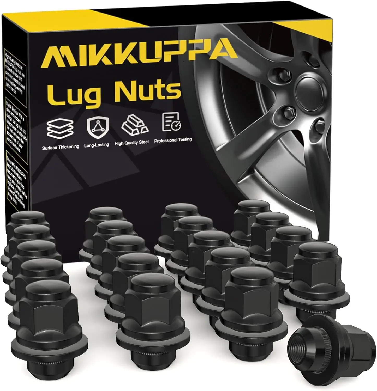 

MIKKUPPA M12x1.5 Lug Nuts - 20pcs One-Piece Black OEM Style Mag Seat Lug Nuts - Replacement for Toyota Avalon Camry Corolla High