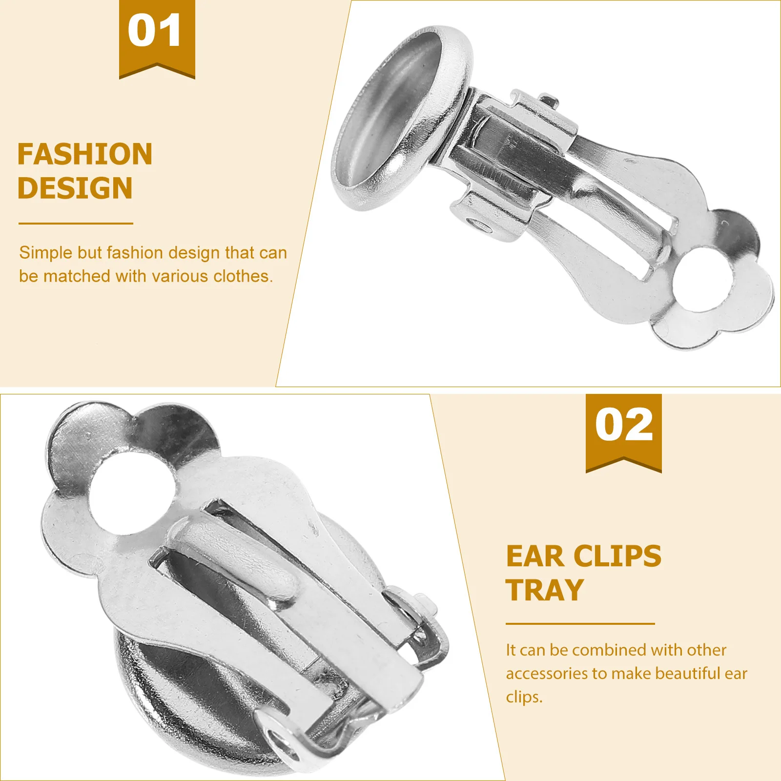 50pcs 8Mm Clip Tray Diy Ear Clips Accessories Stainless Steel Jewelry For Earrings Making Stainless Steel Ear Clips Fashion Gift