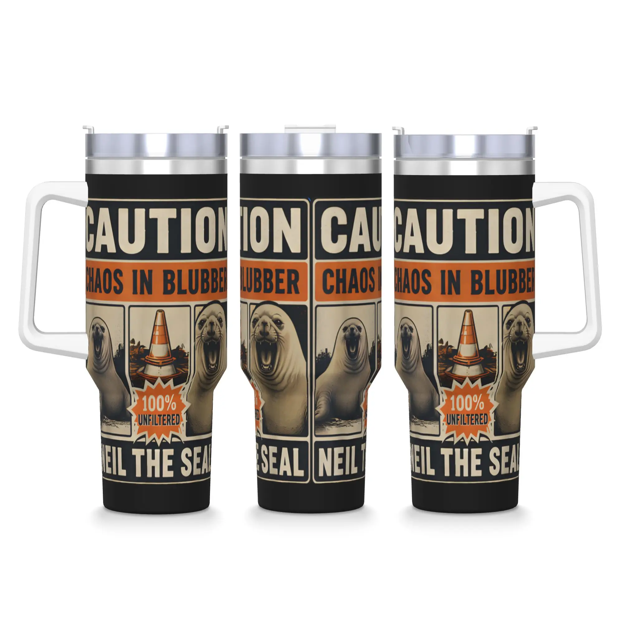 Neil the Seal  Tumbler  Cold Drink Water Bottle Keep Heat Stainless Steel Thermal Mug Graphic Travelist Mugs Cup