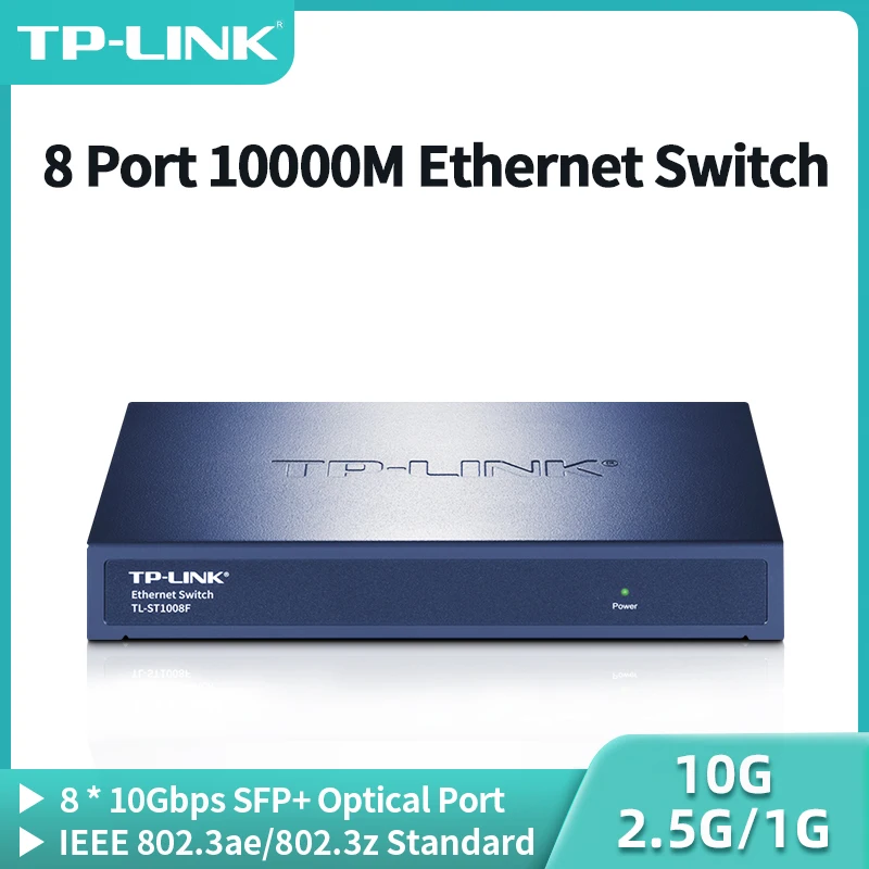 TP-Link 8 Port 10Gigabit Ethernet Switch 10000Mbps SFP+ Optical Ports 10G/2.5G/1G Networking Switcher Plug and Play TL-ST1008F