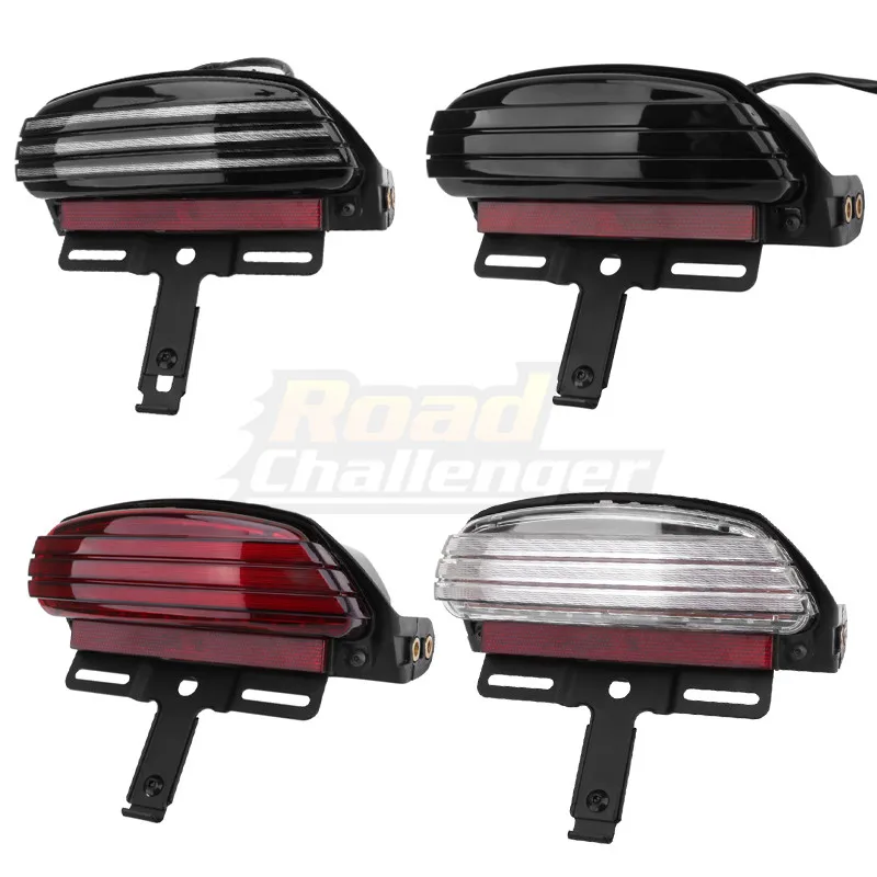 Motorcycle LED Tri-Bar Rear Fender Brake License Plate Tail Light Running Lamp Light For Harley Dyna Fat Bob Softail 2006-2015