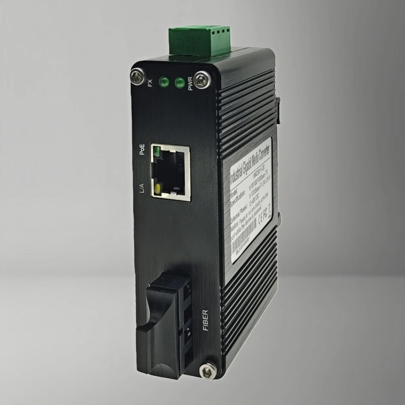 Convertidor de Medios de Fibra Óptica PoE para Minoristas, Equipo de Comunicación Óptica, Mini Industrial, 100BASE-FX a 10/100BASE-T, 30W