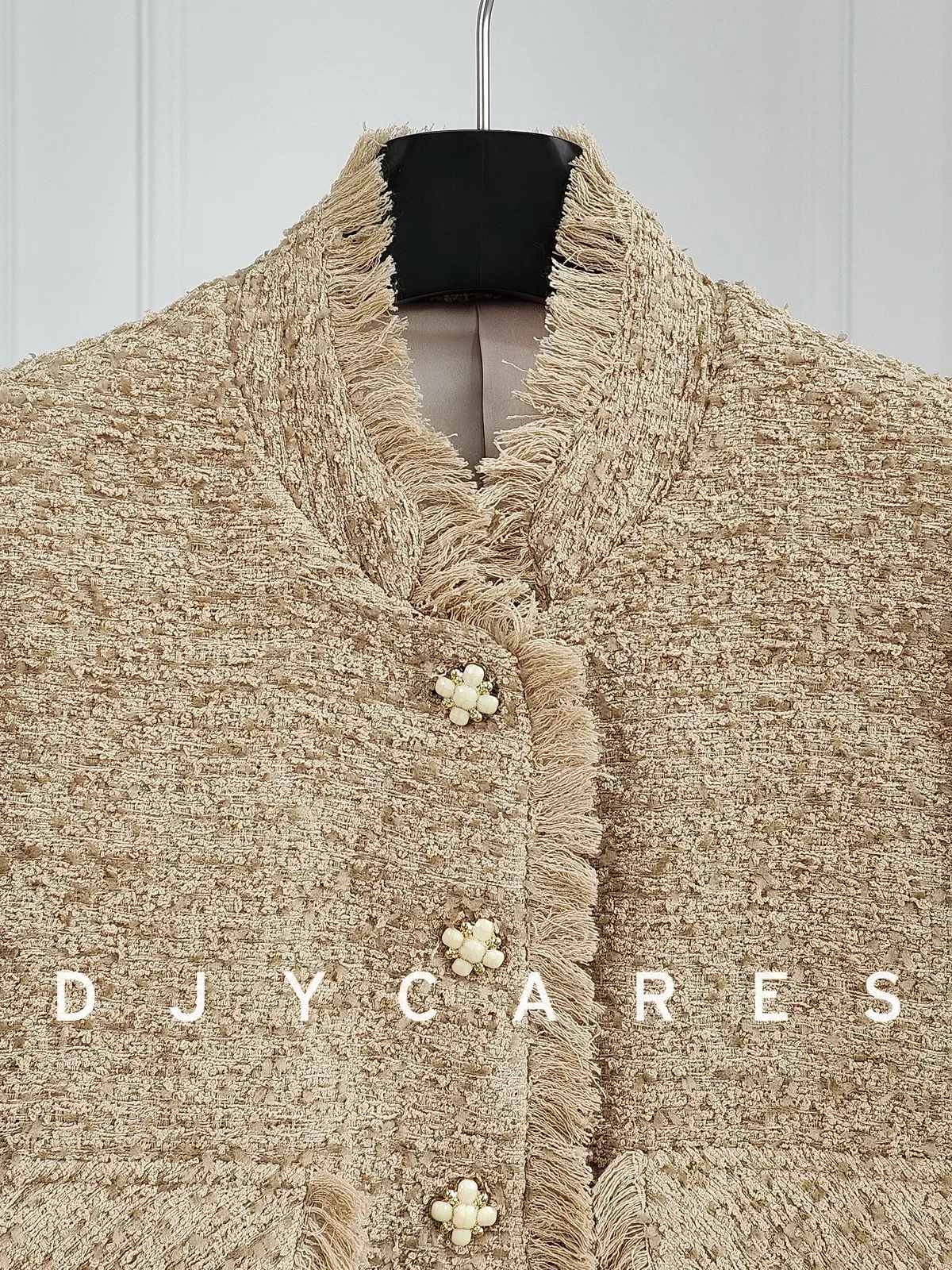 New Rough woolen light luxury handmade tassel stand up collar jacket top big  size