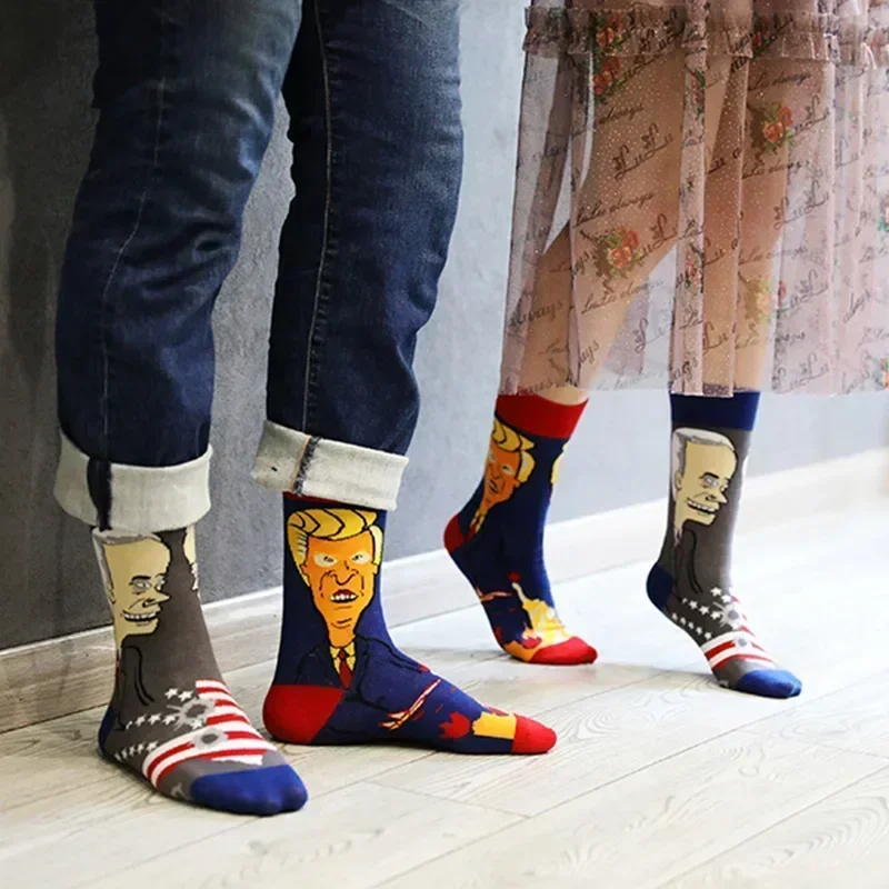 Calcetines asimétricos de algodón con diseño Original de Pato Mandarín, medias deportivas con dibujos animados creativos de animales, plantas y