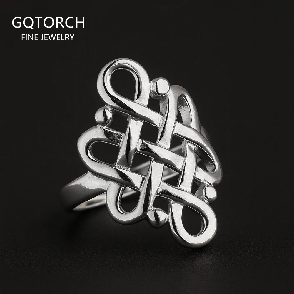 

Solid 990 Pure Silver Celtic Knot Ring for Women Adjustable Handmade Vintage Jewelry Good Luck Protection Amulet Birthday Gifts