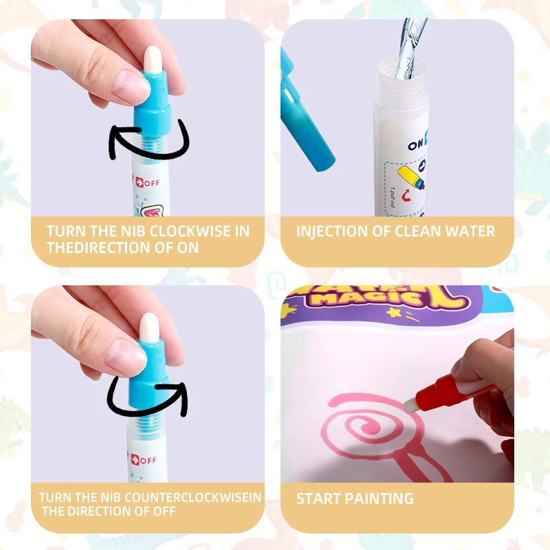 แผ่นระบายสีน้ำสำหรับเด็กแบบนำกลับมาใช้ใหม่ พกพาสะดวก ไม่เลอะเทอะ ของเล่นสร้างสรรค์ เหมาะเป็นของขวัญวันเกิดสำหรับเด็กในวันคริสต์มาส