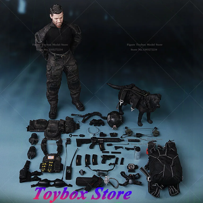 

Minitimes Toys M013 1/6 Scale Male Soldier US Navy Seal Team SIX-HALO Full Set 12 Inch Action Figure Body with Dog Weapon Model