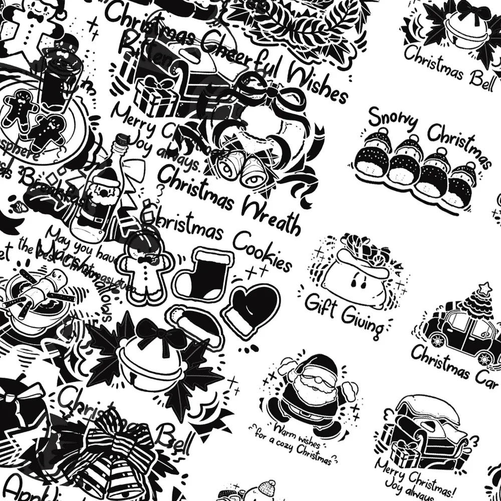 

10/50 шт., прозрачные рождественские наклейки для домашних животных, праздничные подарки, украшения, вечерние чехлы для телефонов, десертные сумки, водонепроницаемые, оптовая продажа