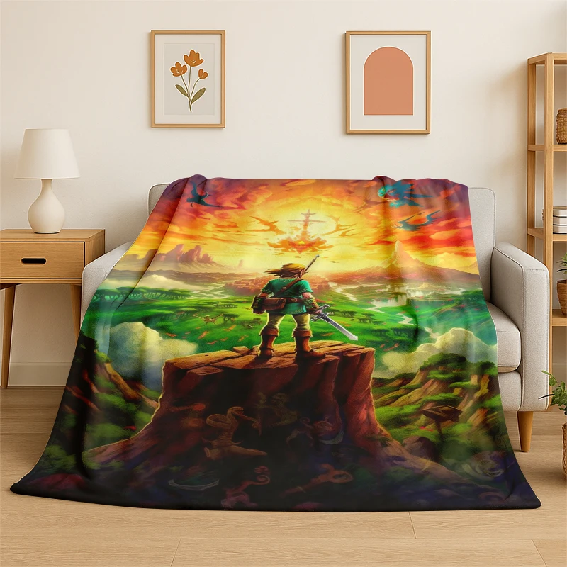 Klassisches Spiel Z-Zelda Cartoon Link Flanelldecke, weiche, warme Decke für Schlafzimmer, Wohnzimmer, Bett, Reisen, Camping, Picknick