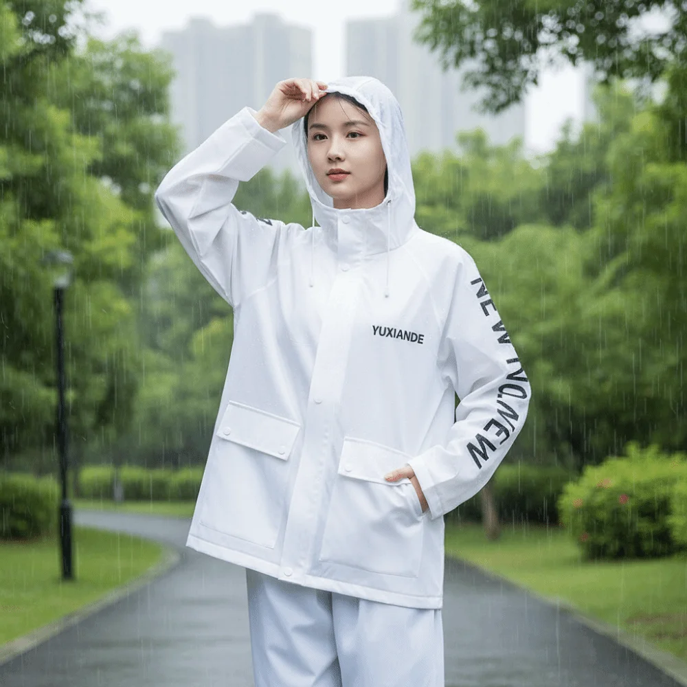 

Fashion Waterproof Split Raincoat Thickened Heavy Rain Protection Motorcycle Raincoat Portable PVC Rain Jackets Rider Use